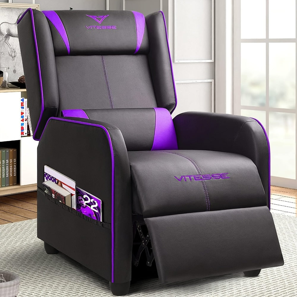 Faux Leather Gaming Recliner Chair for Comfortable Everyday Seating in Living Room detail image - detail view 8