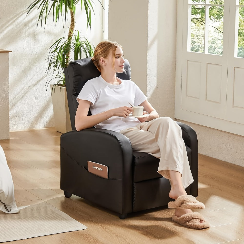 Faux Leather Recliner Chair with Footrest and Fold-Out Lounger detail image - detail view 9