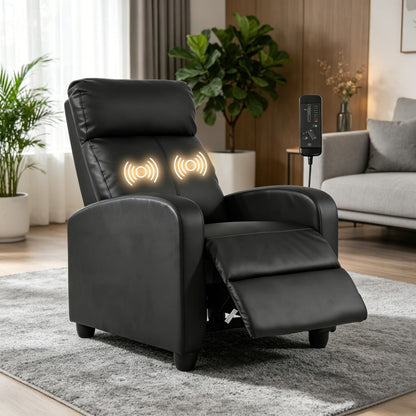 Recliner Chair, Massage with Footrest, Breathable Padded PU Leather Single Sofa Recliner shown in the main product view