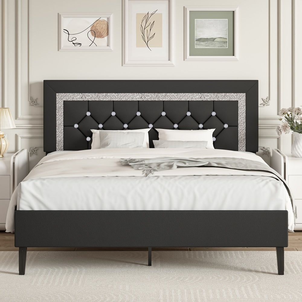 Faux Leather Twin Bed Frame with Solid Wood Construction for Bedroom Comfort and Support detail image - detail view 8