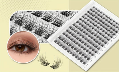 156-Piece Self-Adhesive Lash Cluster Tray with Yellow and Pink Tweezers in NATURAL Style and 14.5cm Case