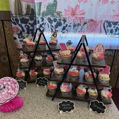 3-Tier Wooden Cupcake Stand, Holds 50 Cupcakes, Dessert Display Rack for Wedding, Birthday Party & Halloween