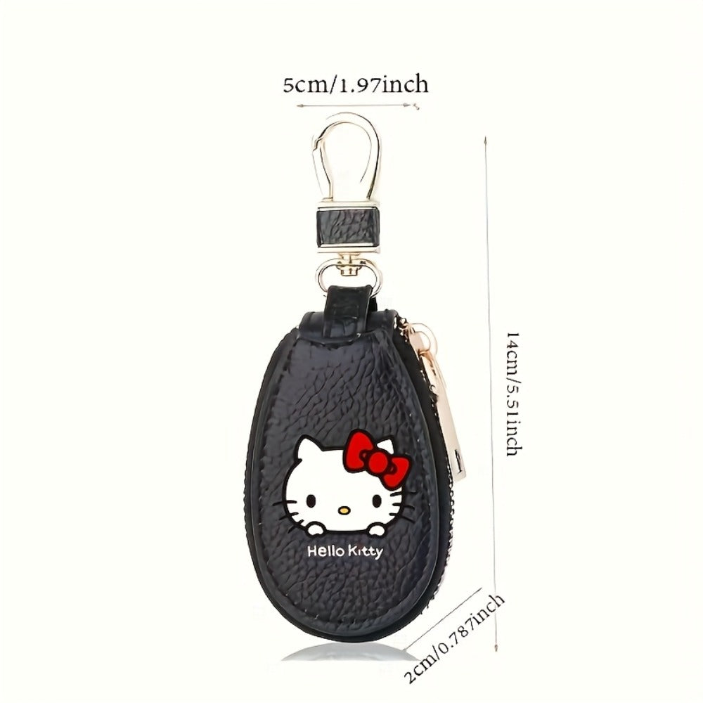 Hello Kitty Key Bag Car Key Organizer – Compact Keychain Pouch with Golden Zipper, Multi-Functional Key Storage Wallet