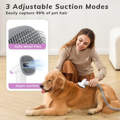Pet Grooming Vacuum Kit with 2.5L Collection Cup, Electric Clipper, Hose and Four Pictured Tool Attachments