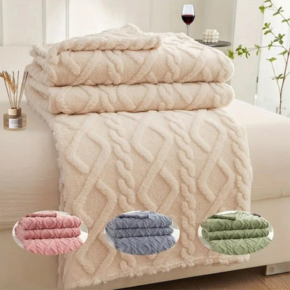 3D Plush Dense Weave Fleece Blanket, Ultra- Throw for Bed, Couch, Travel & Outdoor, Air-Conditioning Friendly