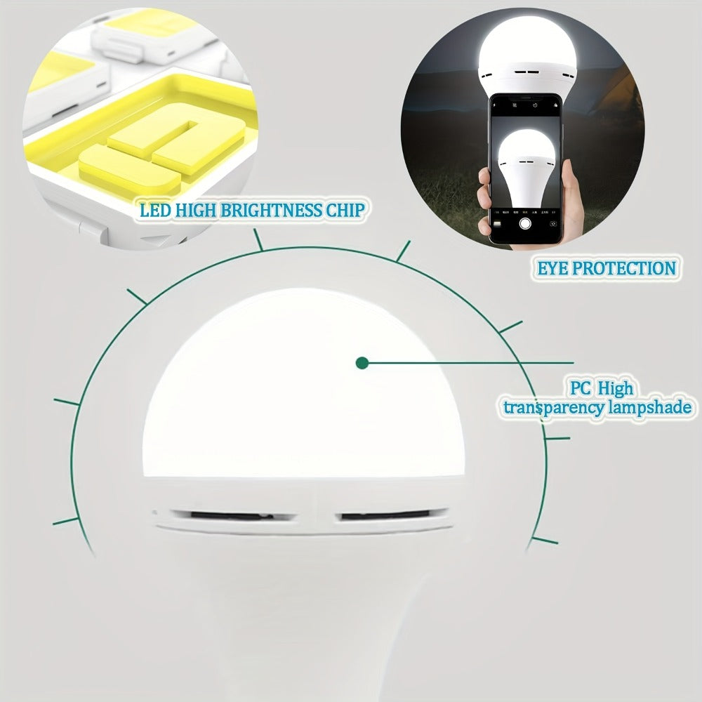 Rechargeable Emergency LED Light Bulb 12W 6500K 2000mAh with Polished Metal Finish for Home, Desk and Accent Lighting