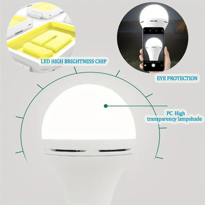 Rechargeable Emergency LED Light Bulb 12W 6500K 2000mAh with Polished Metal Finish for Home, Desk and Accent Lighting