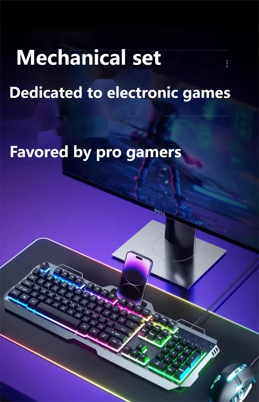 RGB Gaming Keyboard and Mouse Combo Wired USB, Backlit Keyboard & Mouse Set for PC Desktop Laptop Windows