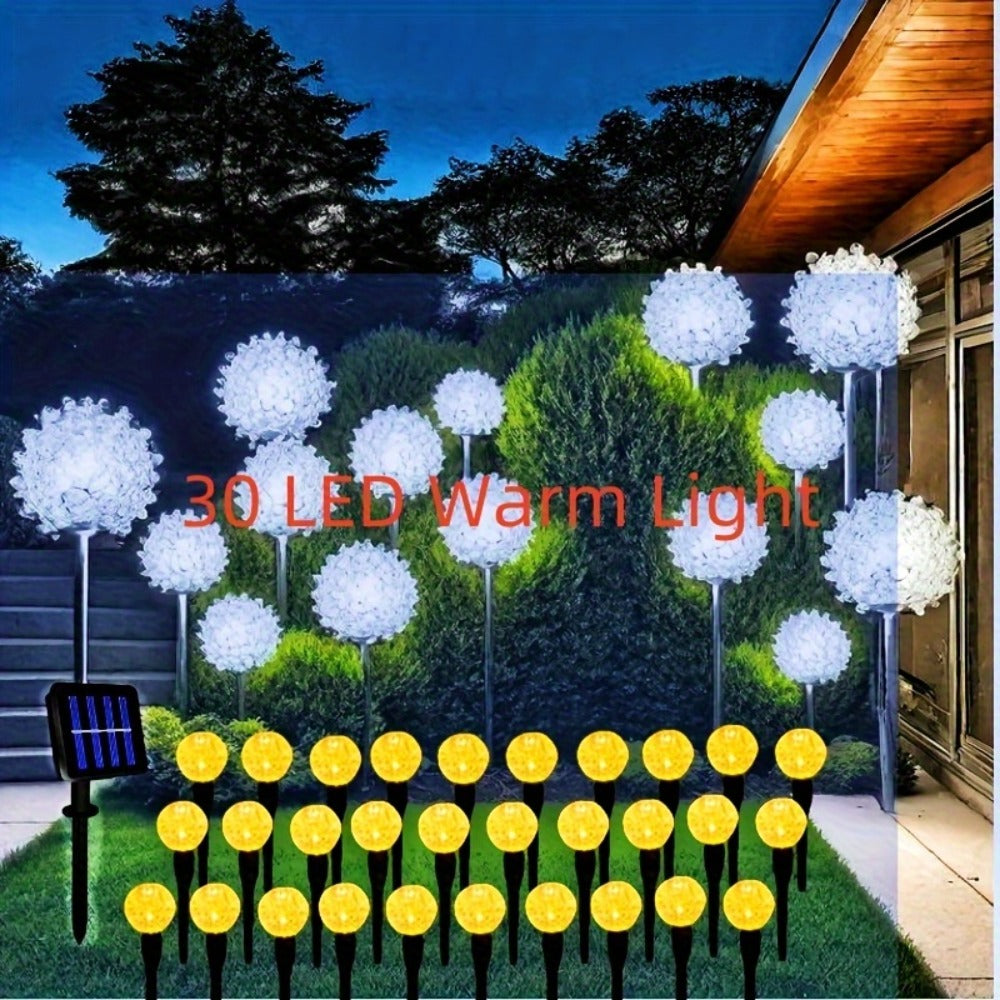 Solar Garden Light Bubble Path Stakes 30-Piece Set with Colorful or Warm White LED Options