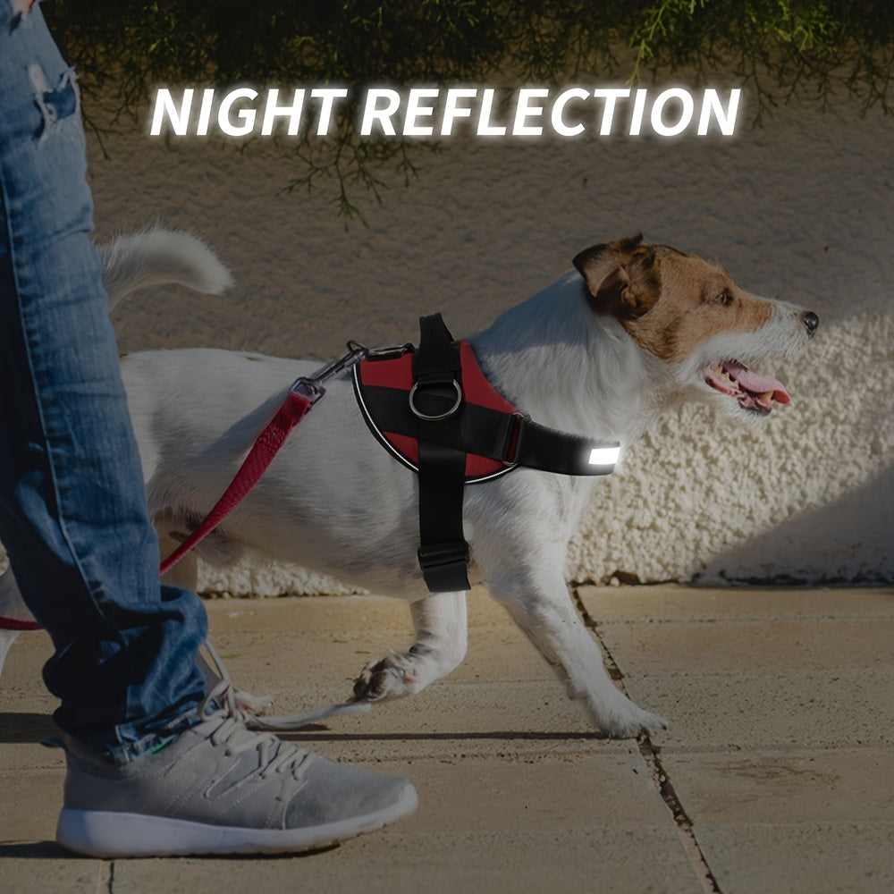 Reflective-Trim Dog Harness in Seven Colors and XS–XXL with Chest Band, Back Ring and Top Handle