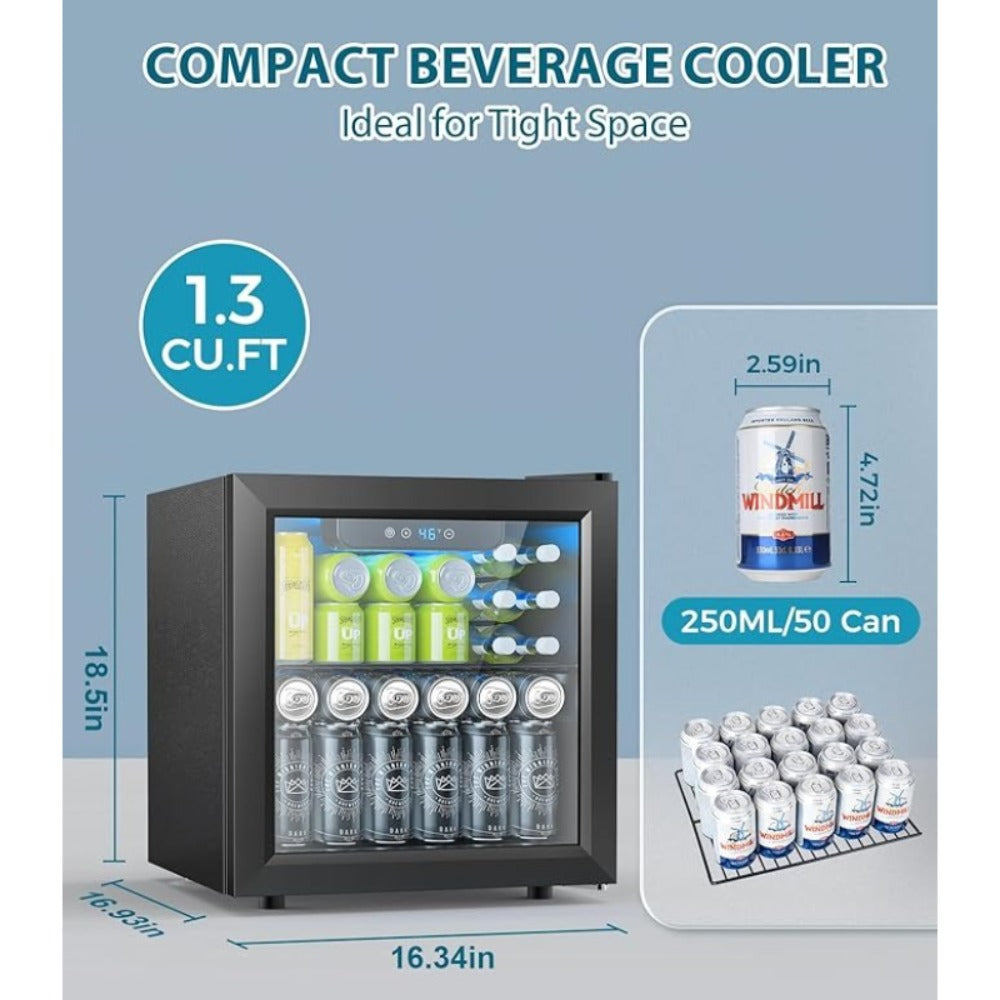 Beverage Wine Cabinet 9.51 Gal - Small Wine Cooler with Electronic Touch Control & LED Light, Compact Drink Refrigerator for Kitchen