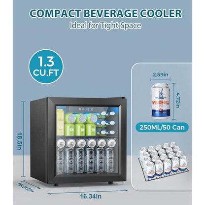 Beverage Wine Cabinet 9.51 Gal - Small Wine Cooler with Electronic Touch Control & LED Light, Compact Drink Refrigerator for Kitchen