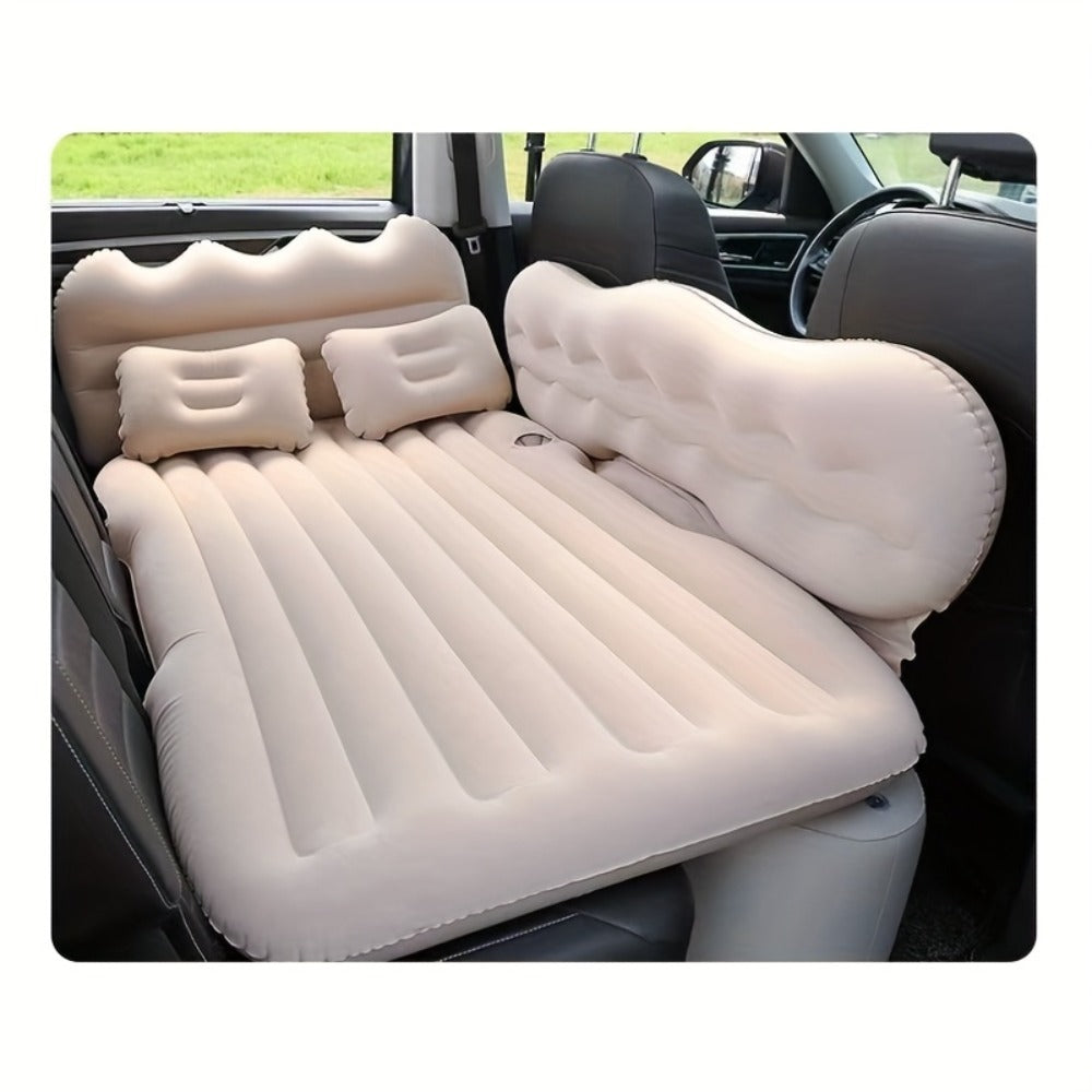 Inflatable Car Bed Plush Folding Design with Storage Bag & Tool Kit Soft Skin-Friendly Comfortable Outdoor Car Air Mattress for Camping
