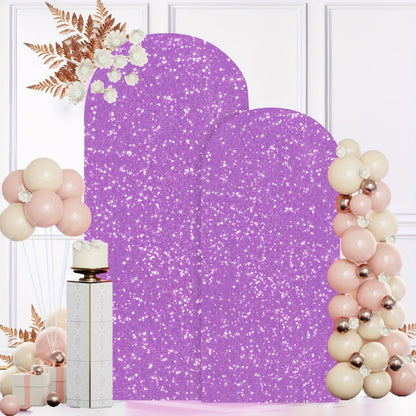 Glitter Sequin Arch Cover 2 Set 6Ft & 7.2Ft Metallic Spandex Payette Panel Wedding Arch Backdrop Cover for Wedding Ceremony, Birthday Party