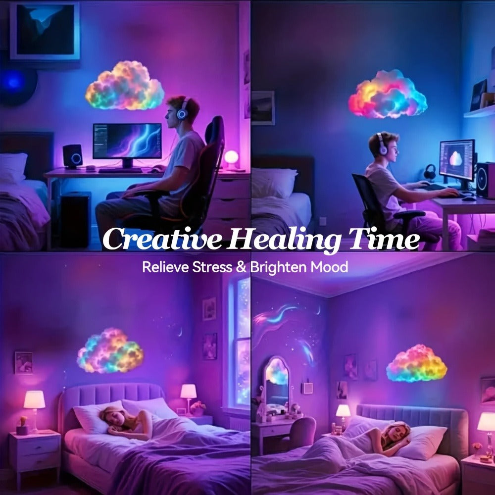 3D Thunder Cloud Lamp RGB Music Sync LED Light USB Powered Sound Sensitive IC Mood Lighting for Entryways, Bedrooms and Living Spaces