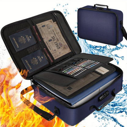 Fireproof Document Bag with Combination Lock - 17x11.8x5 Inch File Organizer, 2000°F Fireproof