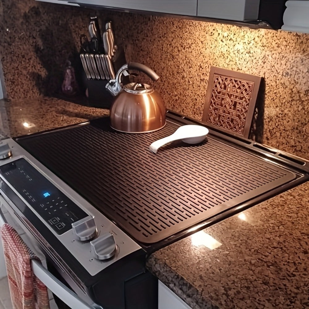 Silicone Stove Top Cover Mat, Heat-Resistant 28x20 Inch Cooktop Protector & Dish Drying Mat for Gas & Electric Stoves