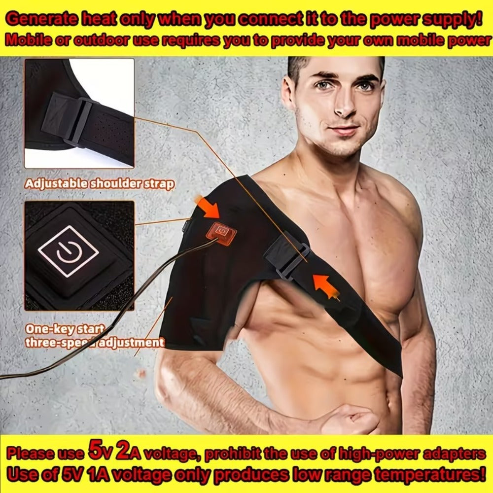 USB Heated Shoulder Pad with 3-Speed Temperature Control, Electric Heating Wrap for Shoulder & Neck Pain