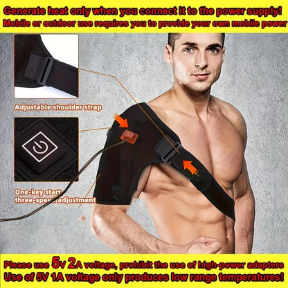 USB Heated Shoulder Pad with 3-Speed Temperature Control, Electric Heating Wrap for Shoulder & Neck Pain