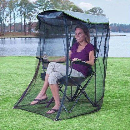 Hanging Chair Mosquito Net with Sunshade Cover – Double Layer Multi-Purpose Insect Protection Net for Patio, Balcony & Poolside – Black