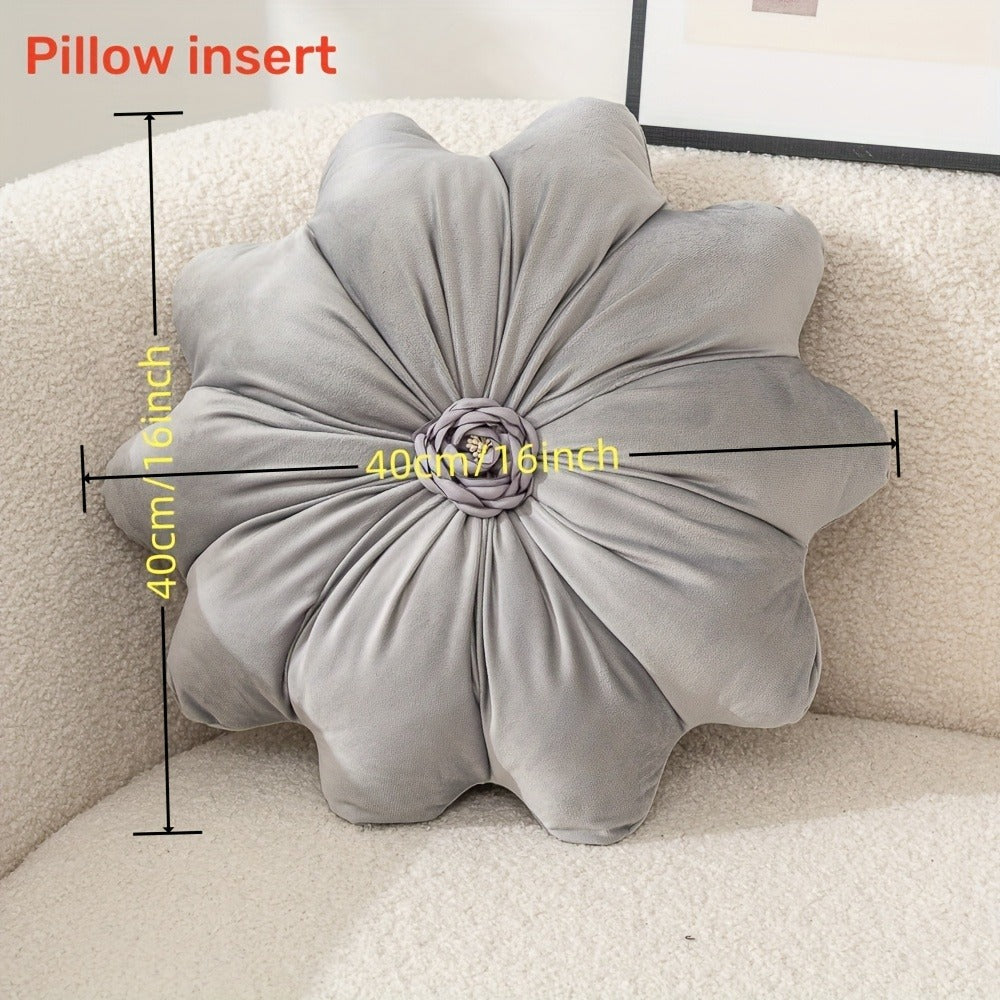 Round Flower Shaped Throw Pillow with Insert 16 Inch Soft Knit Decorative Cushion Machine Washable Zipper for Sofa Bed Car Home Decor 5