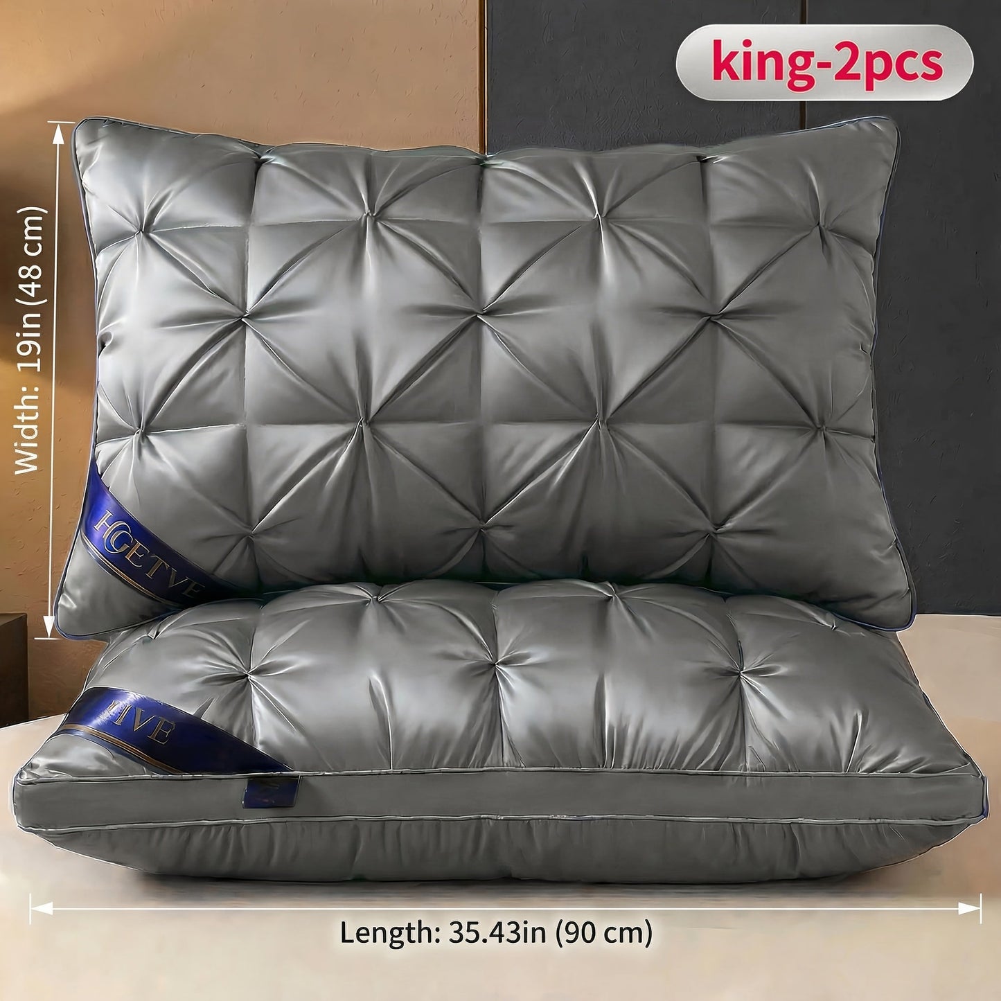 Pillows 2 Pack Queen King Size – Luxury Hotel Quality Deep Sleep Neck Support Pillow High Fluffiness Soft Breathable Fabric All Season Bed