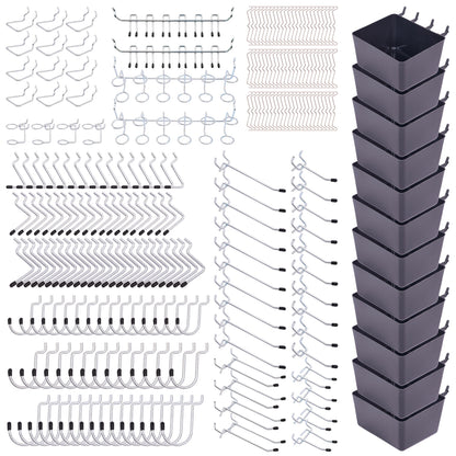Pegboard Hooks Organizer Kit 278pcs with Bins – 1/8 & 1/4 Inch Peg Board Hook Assortment for Garage Wall Tool Storage | Hanging Storage