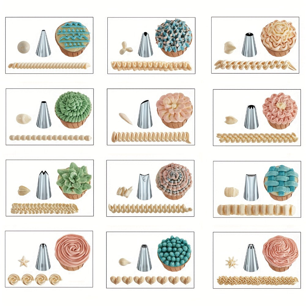 Cake Decorating Set 22-Piece with Rotating Turntable Stand, Stainless Steel Piping Tips, Pastry Bags