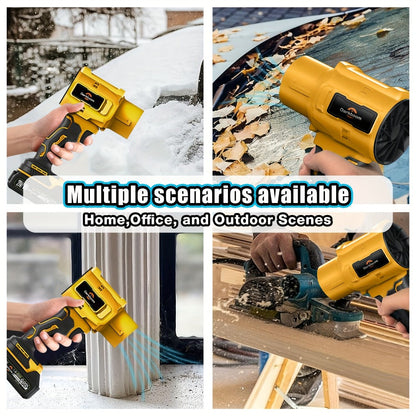 Cordless Handheld Leaf Blower and Air Duster Kit in Yellow or Blue with Two Batteries, Charger and Two Nozzles