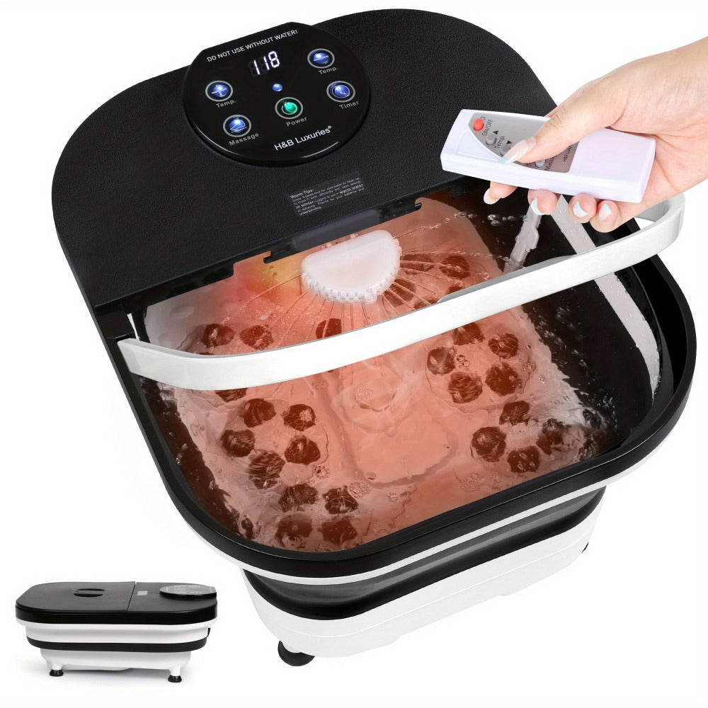 Foldable Foot Spa Bath with 20 Massage Rollers, Touchscreen Temperature Display, Remote Control & Shower