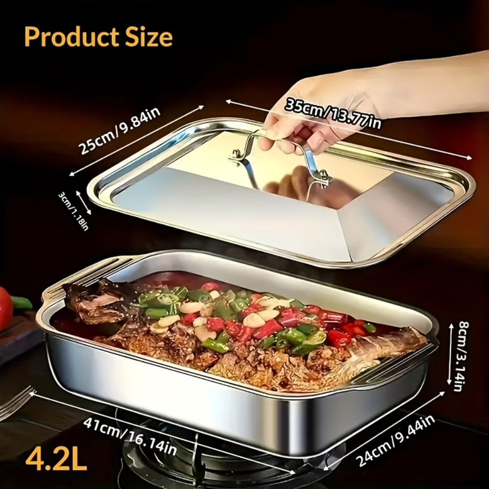 Stainless Steel Baking Sheet Pan Set with Lids, Nonstick Oven Trays & Roasting Pans for Baking Bread Desserts Seafood