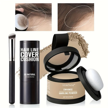 Hair Root Concealer Powder with Brush - Instantly Covers Gray Roots & Thinning Hairline, Plant-Based Keratin Formula