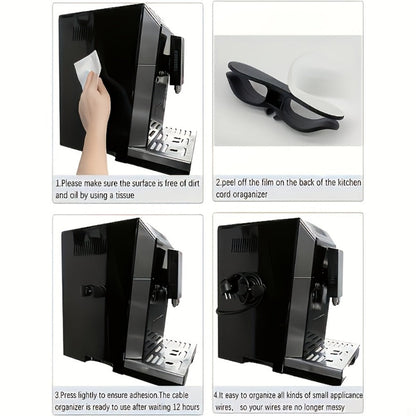 Double-Channel Cable Organizer Clips with Six Black, White and Gray Holders and Six Adhesive Pads