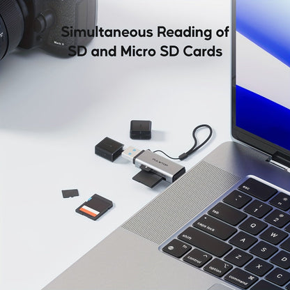 SD Card Reader USB 3.0 & USB-C Dual Slot Adapter for SD Micro SD SDHC SDXC MMC, PUWLTOP 5Gbps High-Speed Memory Card Reader