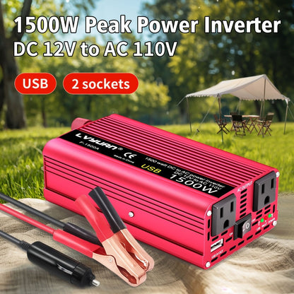 Car Power Inverter 500W 12V to 110V AC Outlet Converter with QC3.0 USB Port for Vehicle Boat Truck RV Portable Auto Power Adapter 200W Rated