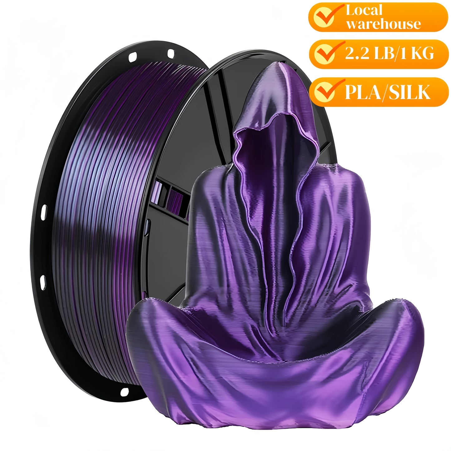 3D Printer Filament Airok Silk PLA 1.75mm 1kg Spool with Ten Glossy Solid, Dual-Color and Rainbow Options
