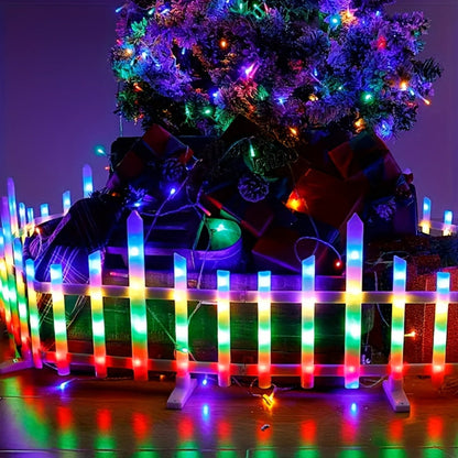Solar Fence Lights Outdoor 8-Pack with Remote Control – LED White Picket Fence Border Lights Solar Powered
