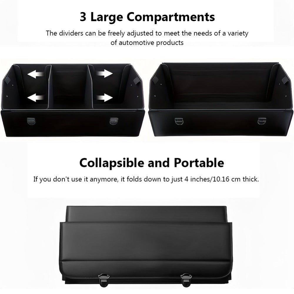 PU Leather Car Organizer Box Foldable Multi-Compartment – Large Capacity Storage for SUV, Truck, Camper & Car Interior
