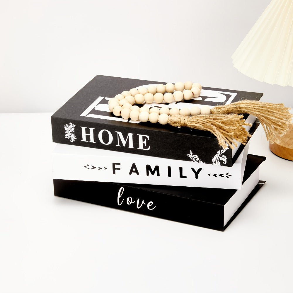 Faux Books Decor Set of 3, Fake Decorative Books for Home Decor Shelf Styling, Industrial Style Artificial Book Props