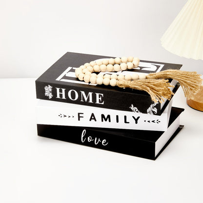 Faux Books Decor Set of 3, Fake Decorative Books for Home Decor Shelf Styling, Industrial Style Artificial Book Props