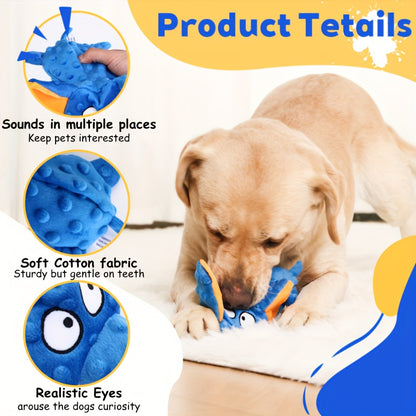 Squeaky Unstuffed Dog Toy – No Stuffing Elephant Plush Chew Toy for Dogs, Crinkle Squeaker Toy for Puppies and Small Medium Dogs