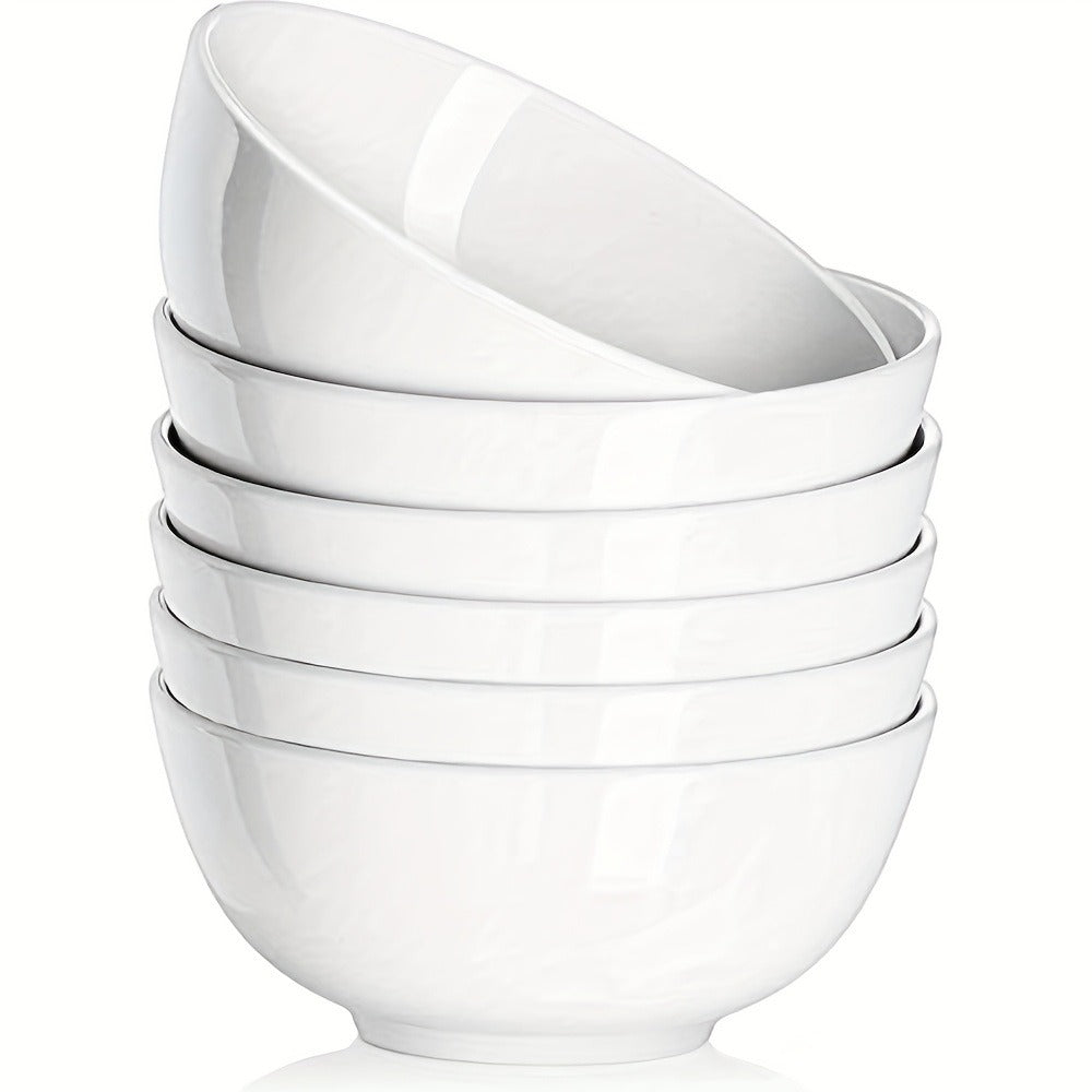Ceramic Bowls Set 22oz White Porcelain – Dishwasher & Soup Bowls for Kitchen, Cereal, Ramen, Oatmeal