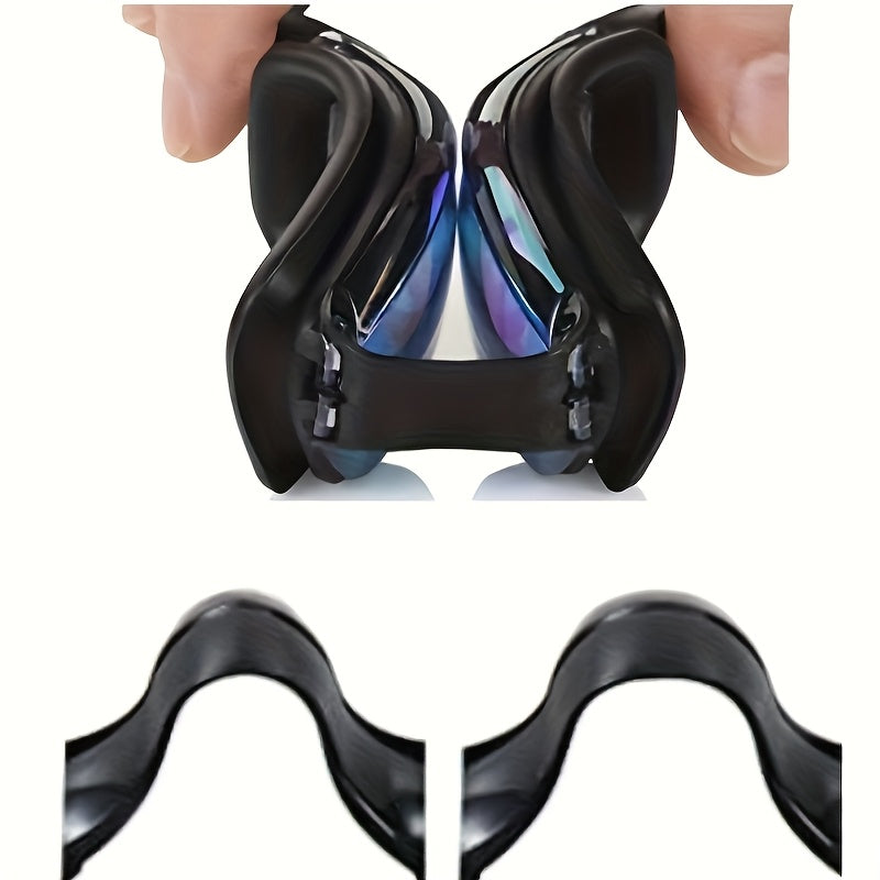 Anti-Fog Racing Swim Goggles Set 6-in-1 – HD UV Protection Silver Coated PC Lens, Waterproof PU Swim Cap, Nose Clip, Earplugs
