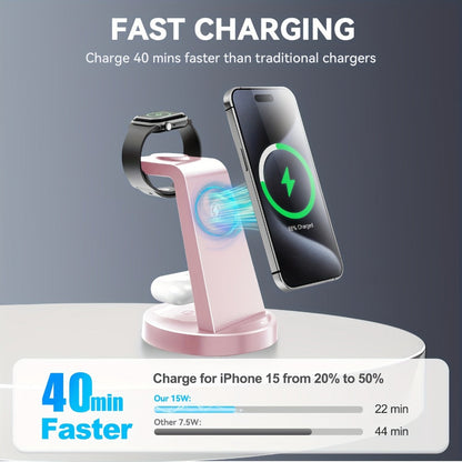 Wireless Charging Station, 3-in-1 Multi-Style Dock for iPhone, Samsung Galaxy, Apple Watch and AirPods