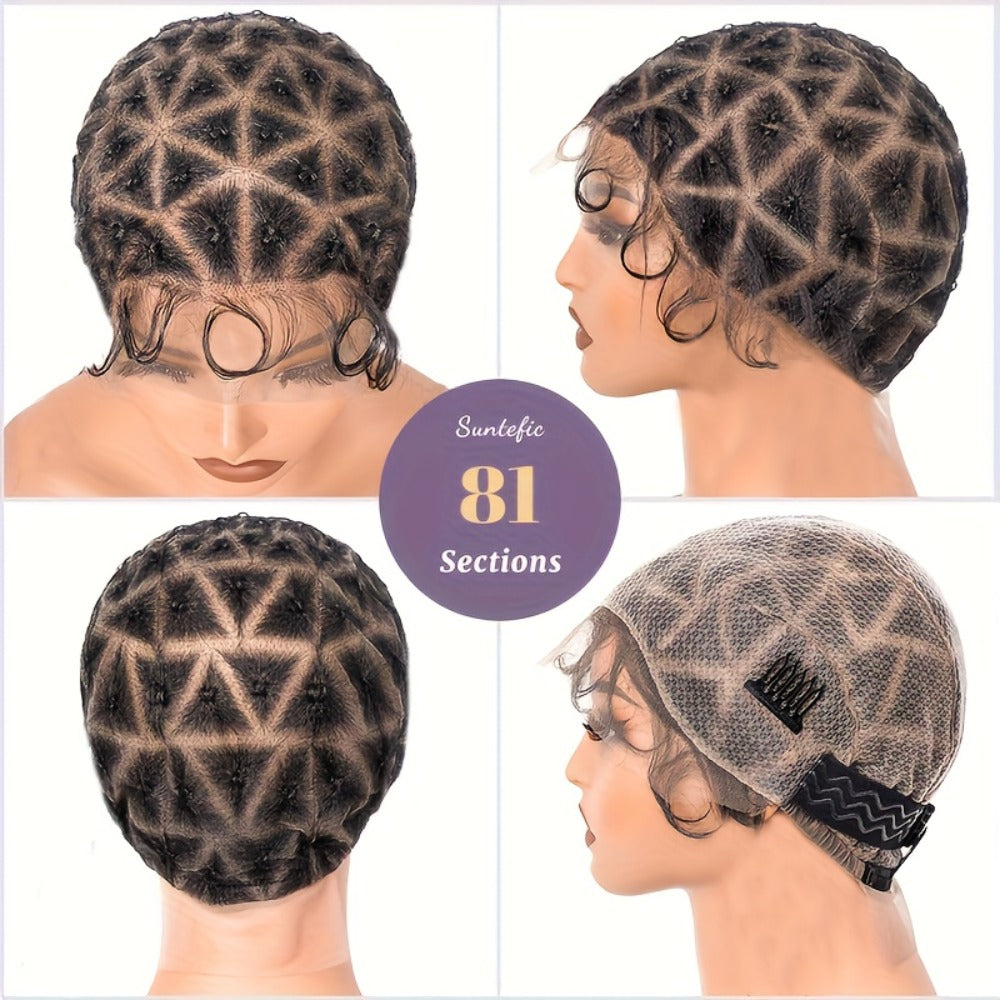 Braided Wig Cap Double Full Lace with Baby Hair Glueless Breathable Adjustable 22 Inch | 81-120 Sections Goddess Box Braid Faux Locs Passion