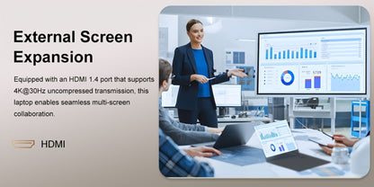 15.6 Inch Ultra-Thin Laptop, Intel Pentium 6500Y, 8GB RAM 256GB SSD, 4K Dual-Screen Support, Quad Stereo Speakers