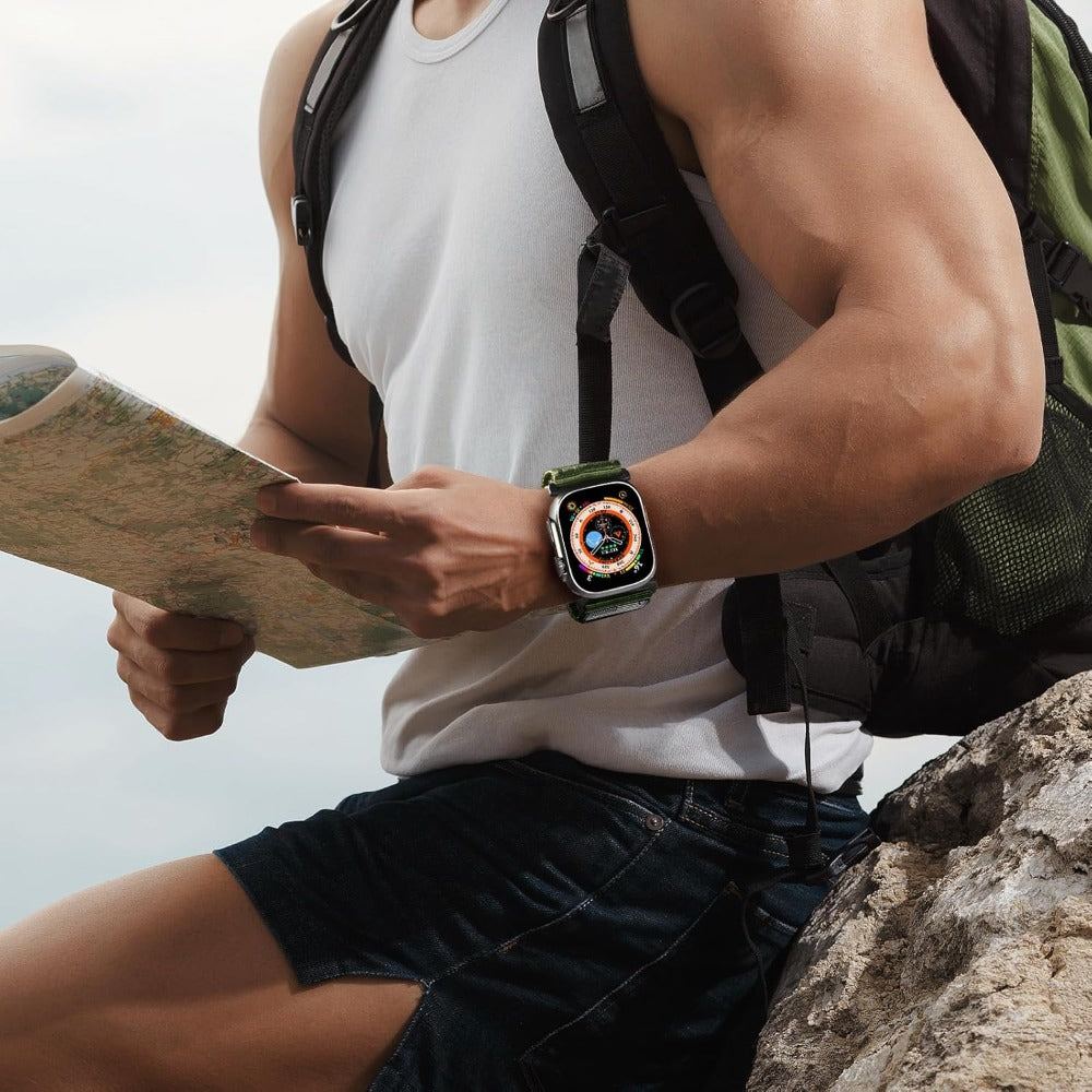 Rugged Nylon Apple Watch Band Men Sport Loop Woven Adjustable Hook Loop Strap Compatible for an Everyday Personal Care Routine