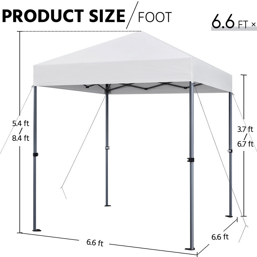 Pop Up Canopy One-Push Lock UPF 50+ Height Adjustable Instant Canopy Tent with Roller Bag, Guy Lines & Ground Anchors for Party