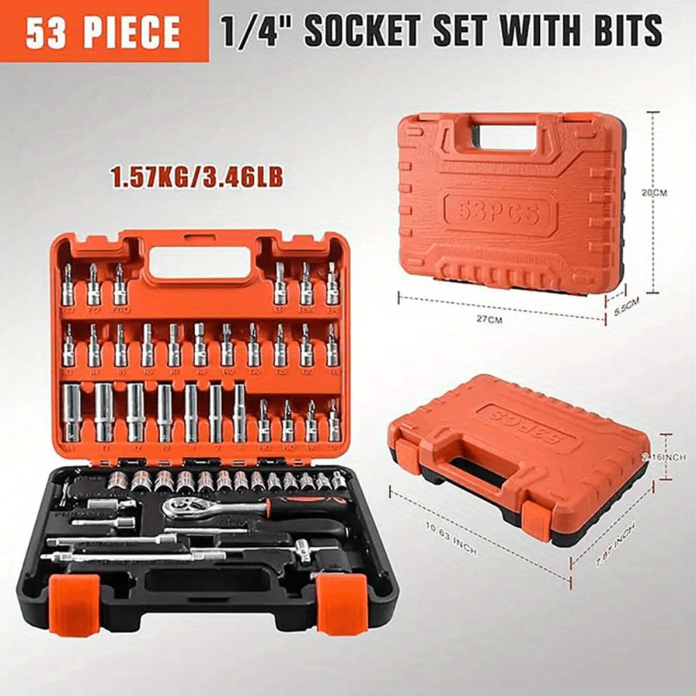 Premium Stainless Steel Repair Tool Kit 55/82/94/121PCS – Complete Automotive & Home Repair Set | Multi-Function Hand Tools | No Charging