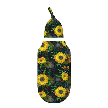 Baby Swaddle Blanket & Beanie Hat Set, Butterfly, Sunflower, Bee, Life Tree & Moon Star Newborn Wrap